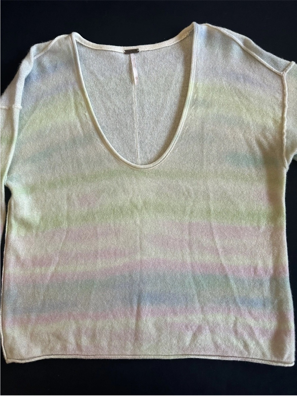 Free People Cashmere Light Pastel Tie-Dye V-Neck Women's Sweater XS - Picture 12 of 15